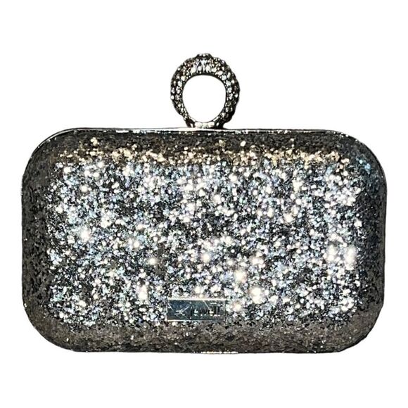 Thirty-One Jewell 14 Diamond Rings Silver Glitter Socialite Evening Clutch Case - Picture 1 of 8